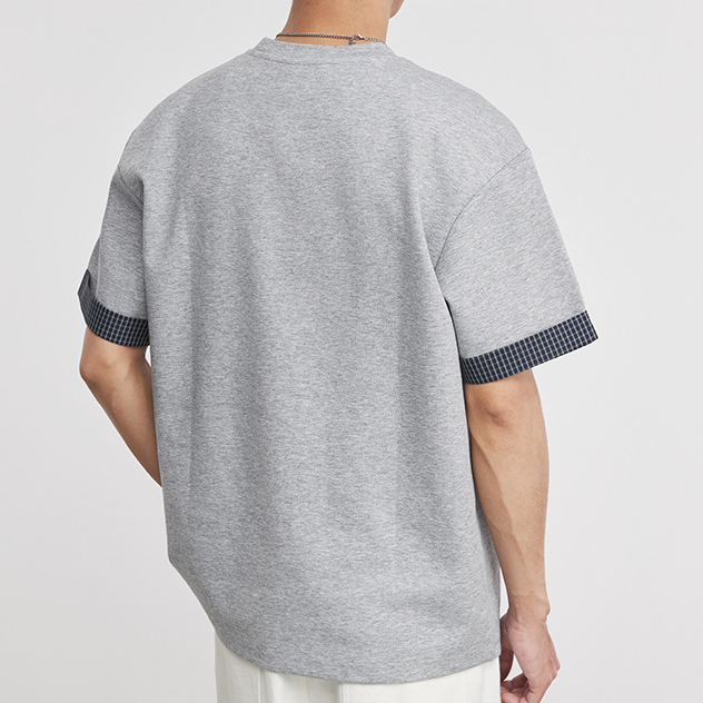 重磅260G撞色袖口休閒短袖男夏季圓領微闊曼巴棉通勤潮流T恤