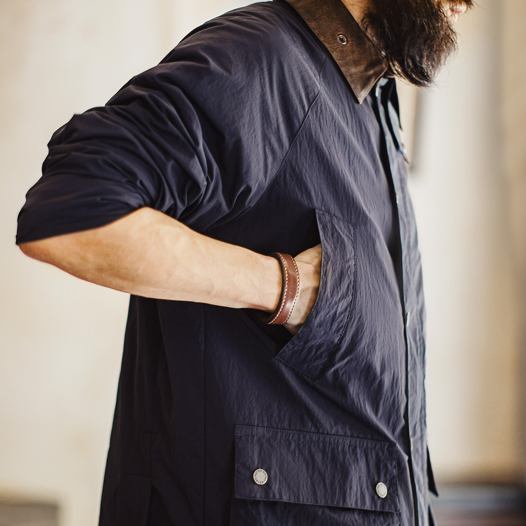 美式復古Safari遊獵裝夾克防水藍色vintage風衣外套男秋