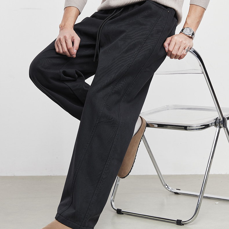 逸型加絨加厚休閒褲男秋冬季2025新款直筒褲衛褲保暖長褲