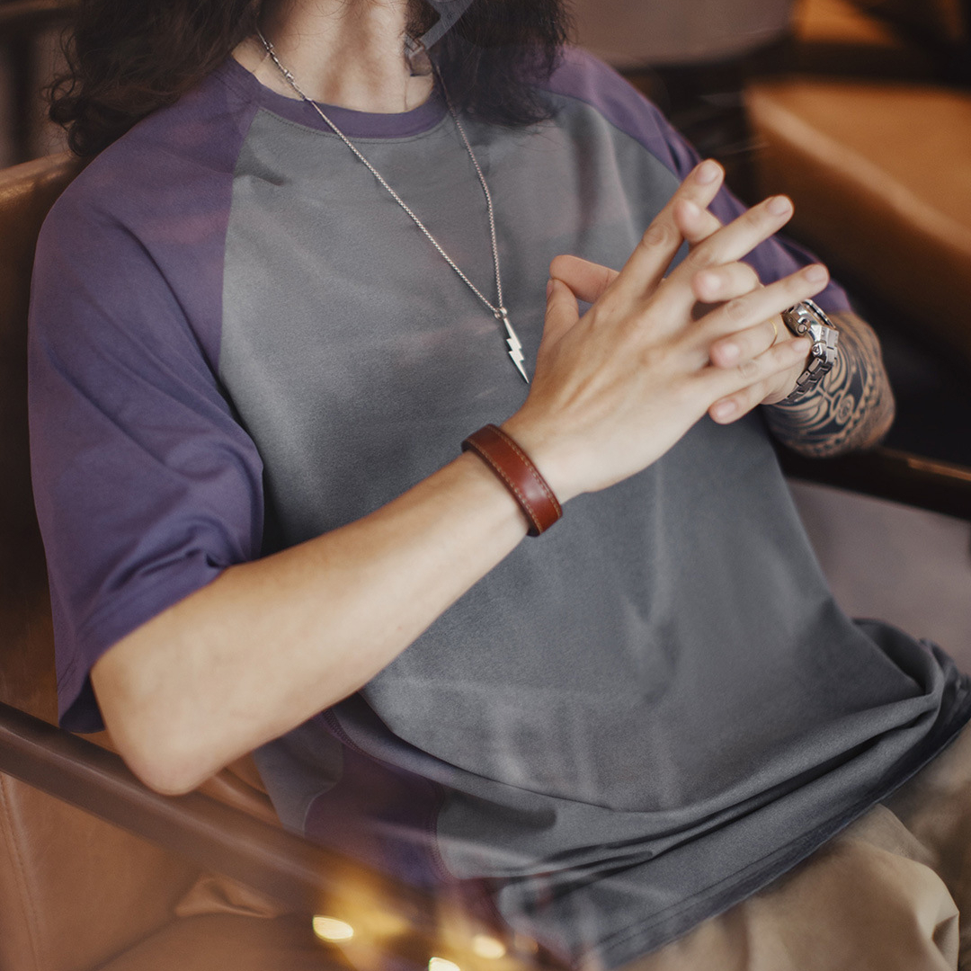 美式復古撞色涼感T恤速幹跑步運動插肩袖防曬短袖男夏季