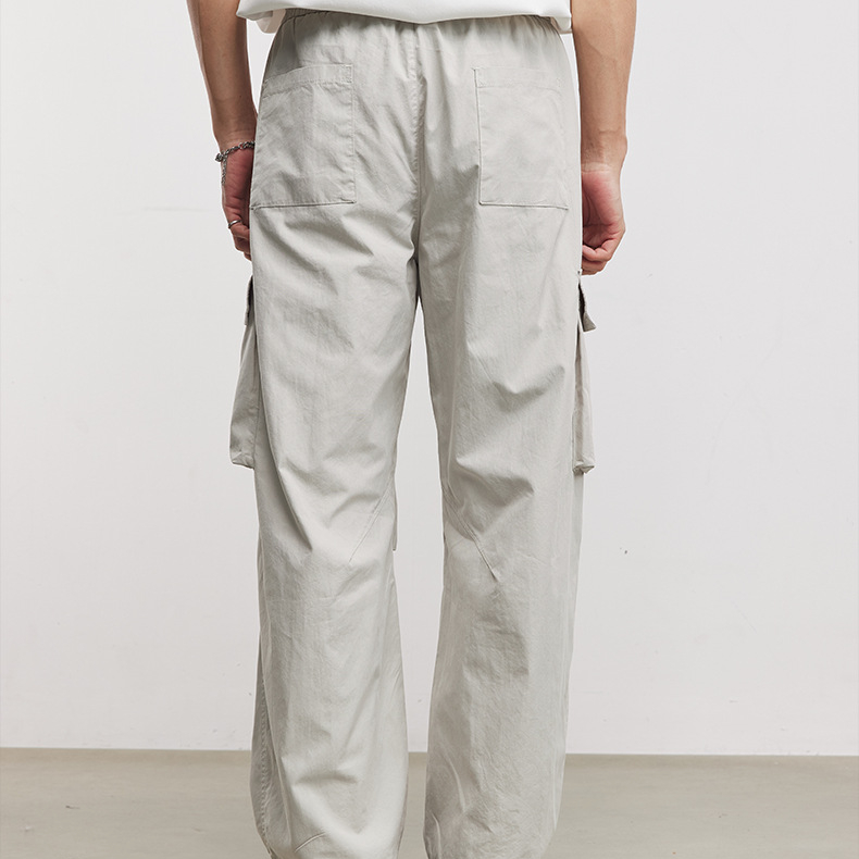 戶外工裝休閒褲男夏季立體裁剪寬鬆透氣輕薄多口袋闊腿傘兵褲