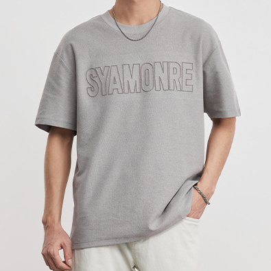 時尚刺繡圓領短袖t恤男夏季2026新款透氣男士半袖體恤上衣潮