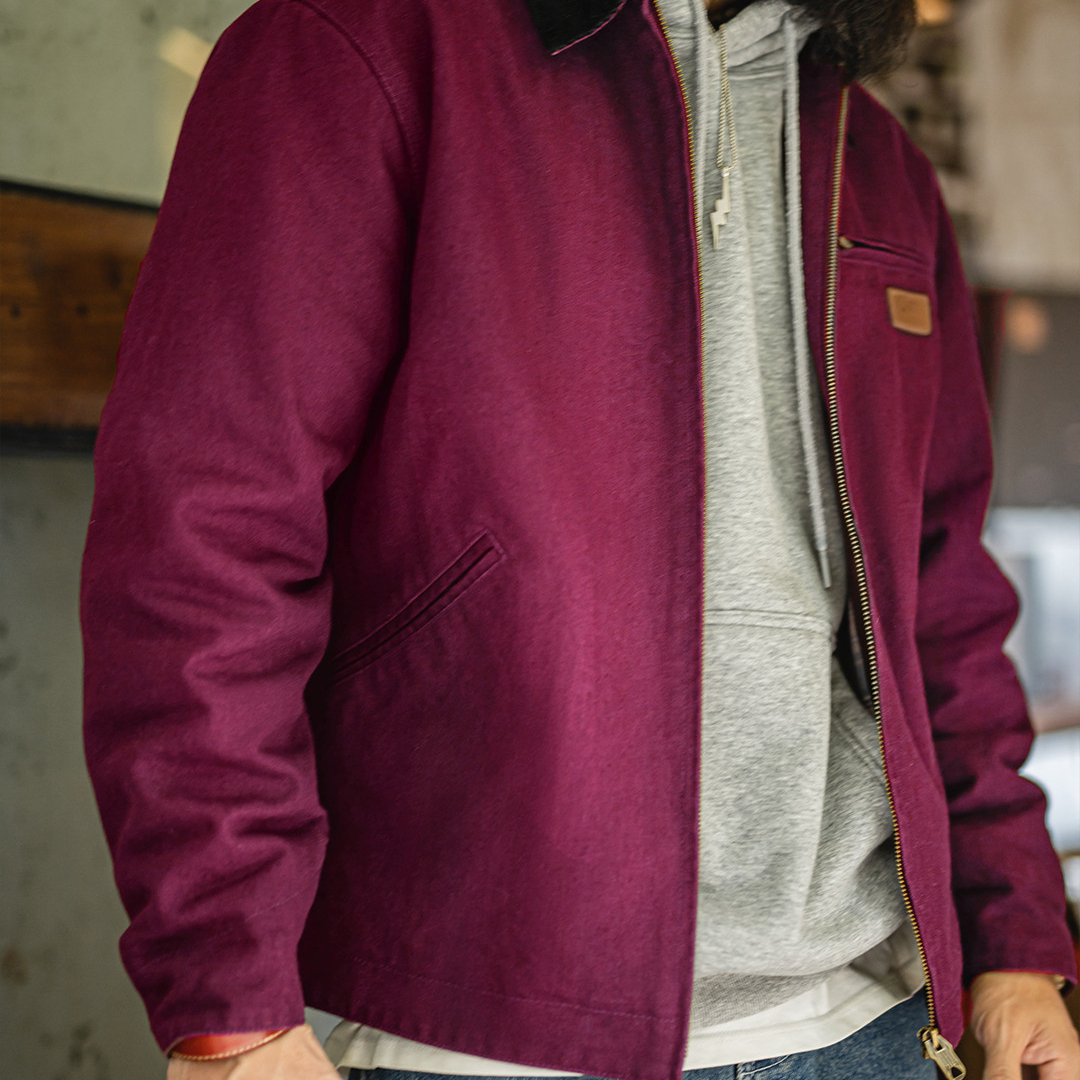 美式底特律藏青色夾克獵裝J001美式巴恩風翻領外套男秋