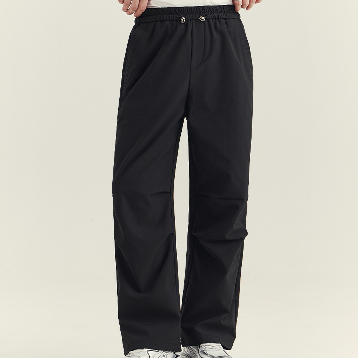 戶外傘兵工裝褲子男秋季高級感百搭抽繩男士直筒休閒長褲