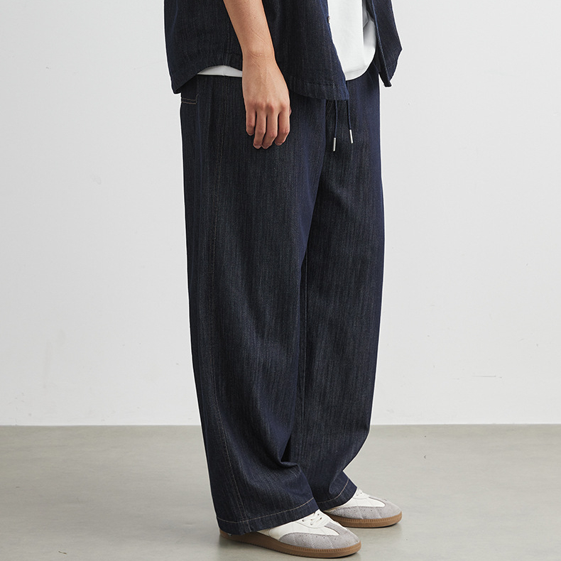 萊塞爾天絲牛仔長褲直筒男士新款春秋季寬鬆休閒長褲潮