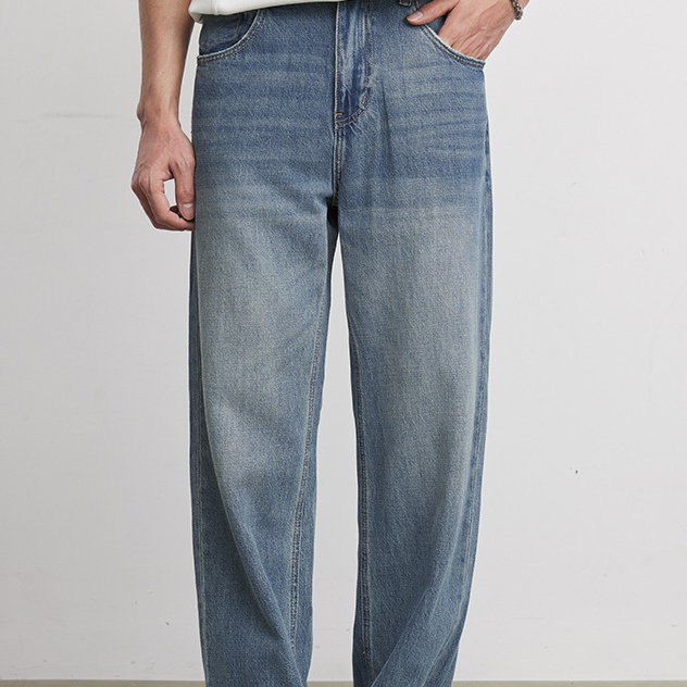 369g竹節萊賽爾牛仔褲男春秋季2026新款Clanfit直筒休閒褲子