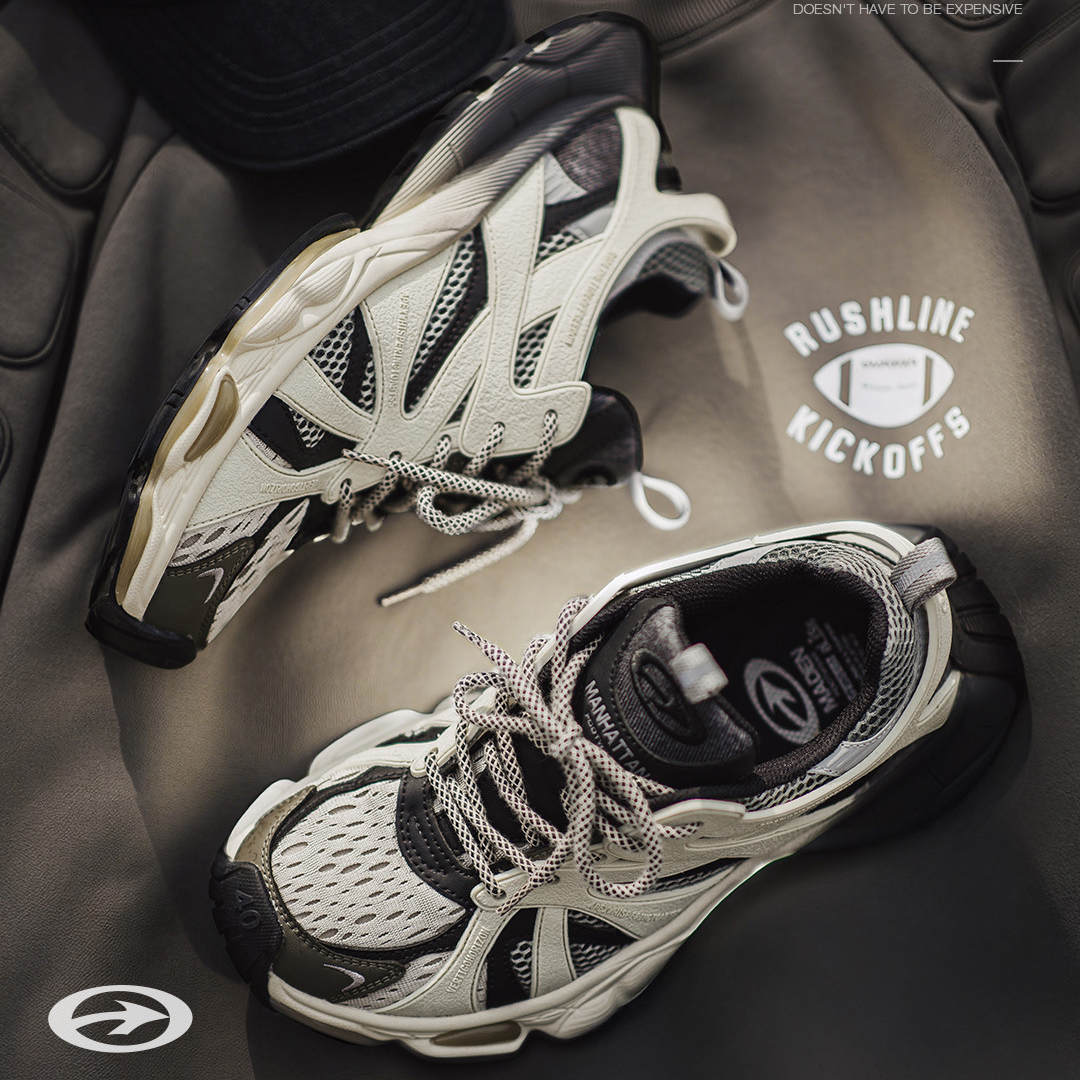 曼哈頓漸變老爹鞋冬季新款男網面波鞋增高厚底復古運動休閒鞋