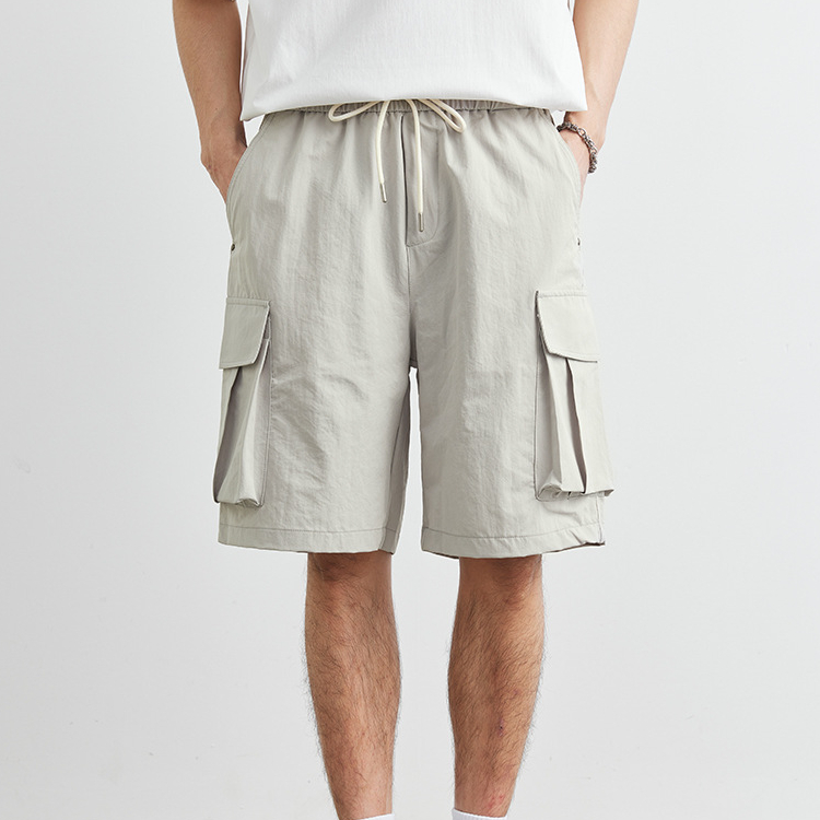 潮牌機能大口袋闊腿工裝短褲男山系戶外直筒寬鬆五分褲子