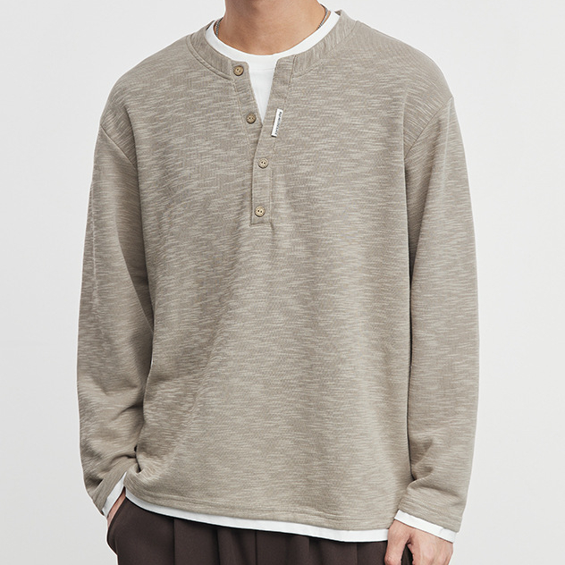 巷序時尚復古亨利領衛衣男秋冬寬鬆休閒假兩件套頭衫