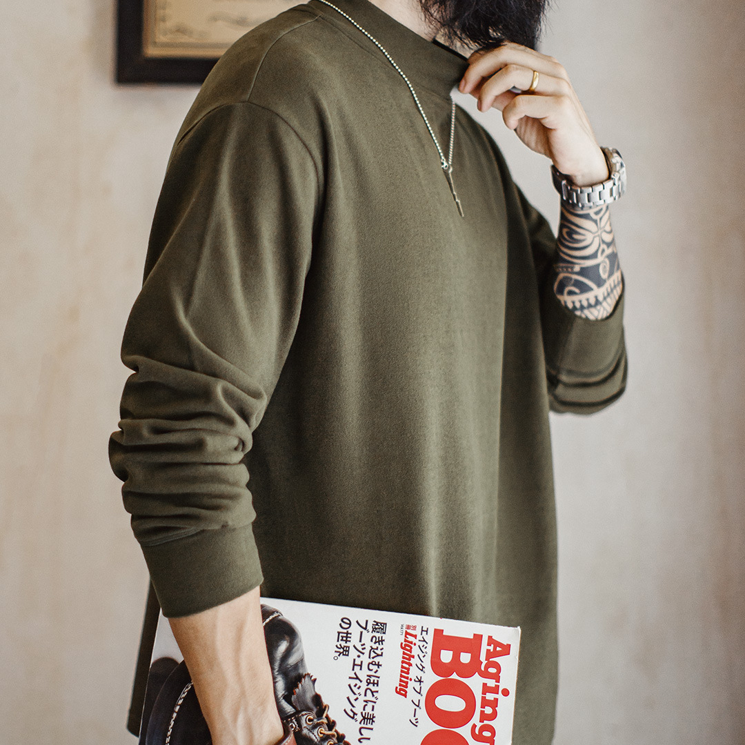 休閒半高領長袖打底衫純色保暖內衣加厚抗靜電內搭男款