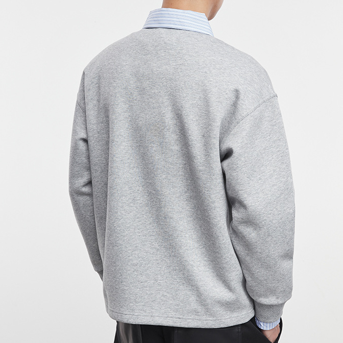 星垂野日系襯衫領假兩件衛衣男春秋季寬鬆翻領長袖上衣潮