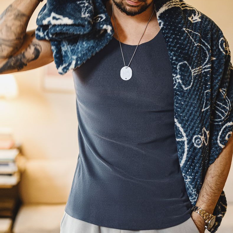 美式復古雙面絨磨毛無痕背心圓領休閒打底無袖坎肩男秋