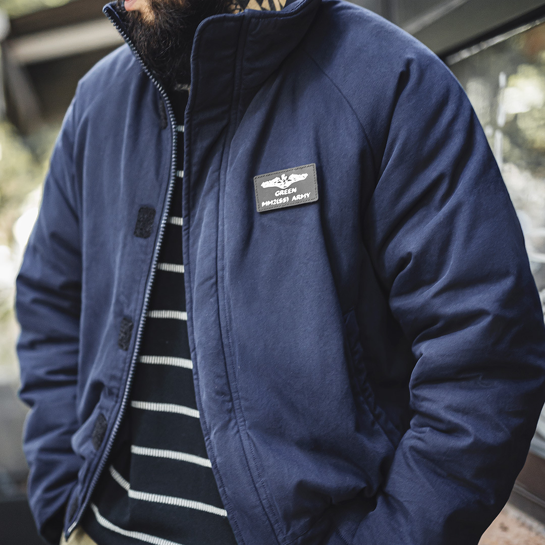 美式海軍藍色立領棉服加厚保暖短款插肩袖夾克外套男秋冬