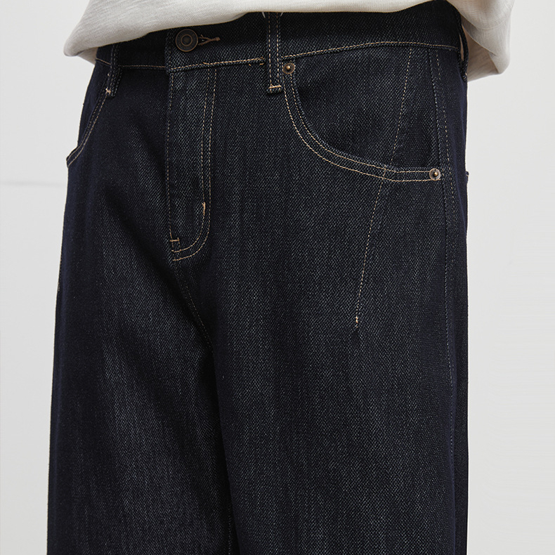 藍染500G重磅美式復古牛仔褲男秋季水洗時尚簡約直筒褲