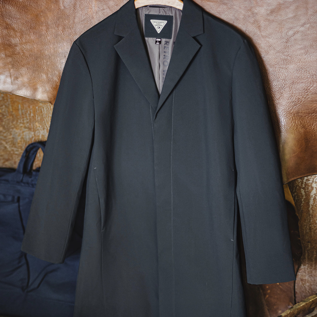 美式復古薄款通勤風衣英倫中長款藍色翻領大衣外套男秋季