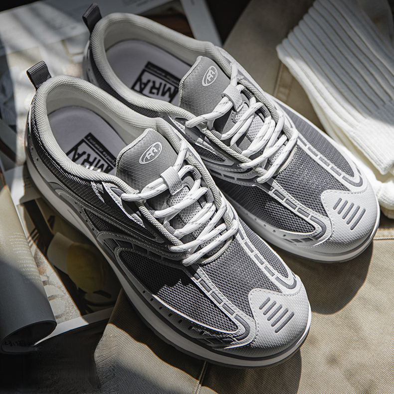 灰速復古慢跑鞋男夏季網面透氣輕便運動鞋百搭通勤休閒跑步鞋