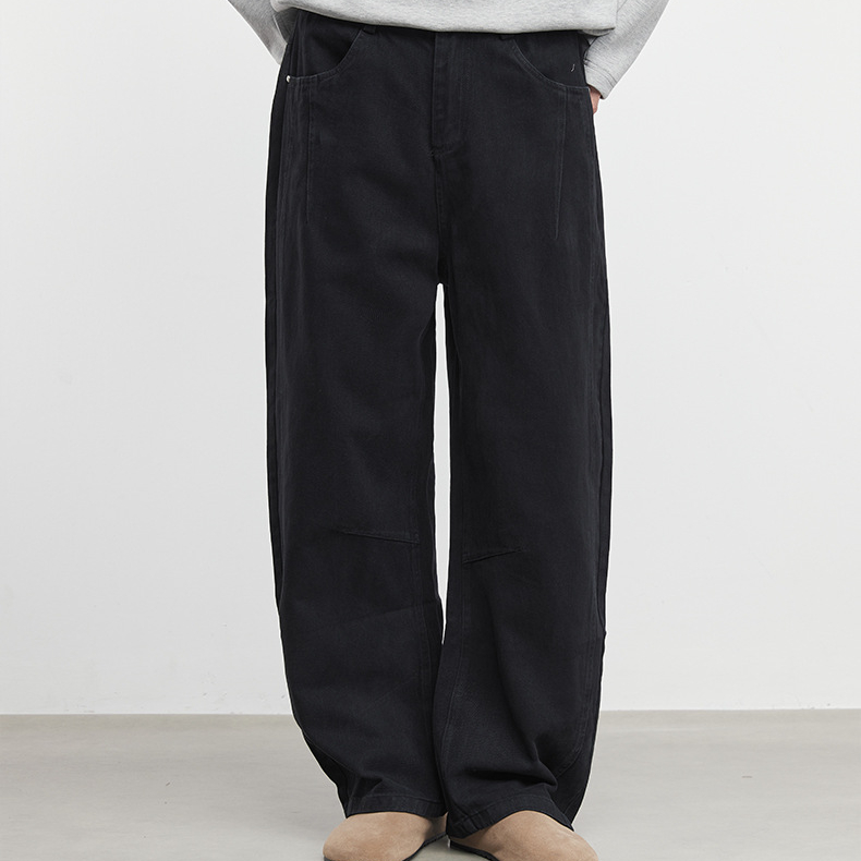 淺境彎刀休閒褲男士春秋季2025新款寬鬆直筒純棉闊腿褲子