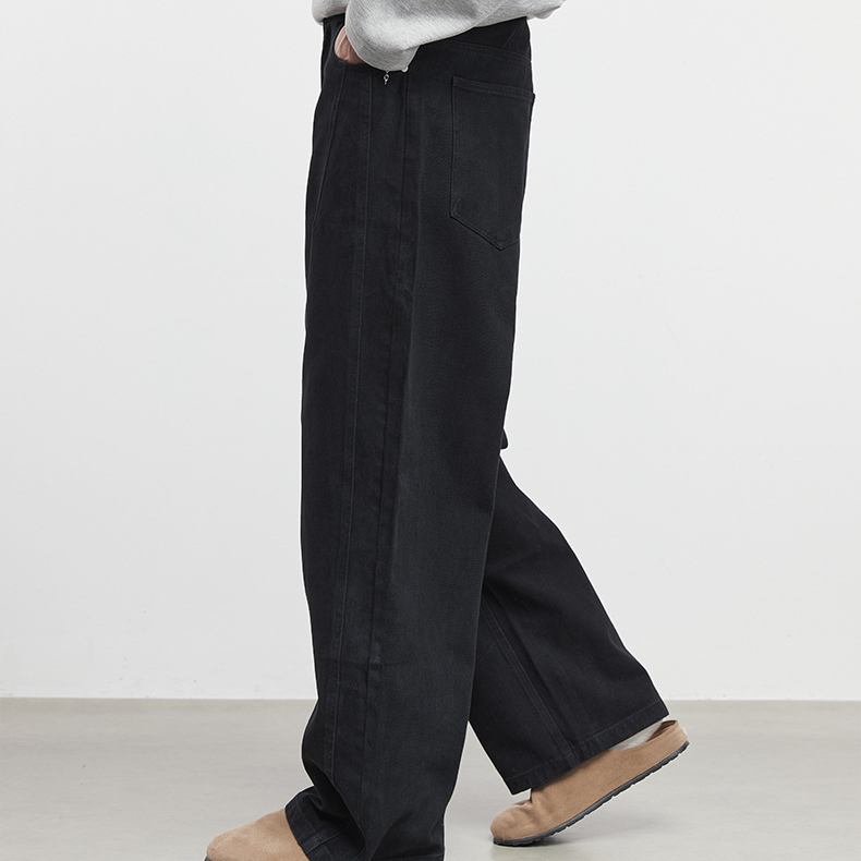 淺境彎刀休閒褲男士春秋季2025新款寬鬆直筒純棉闊腿褲子