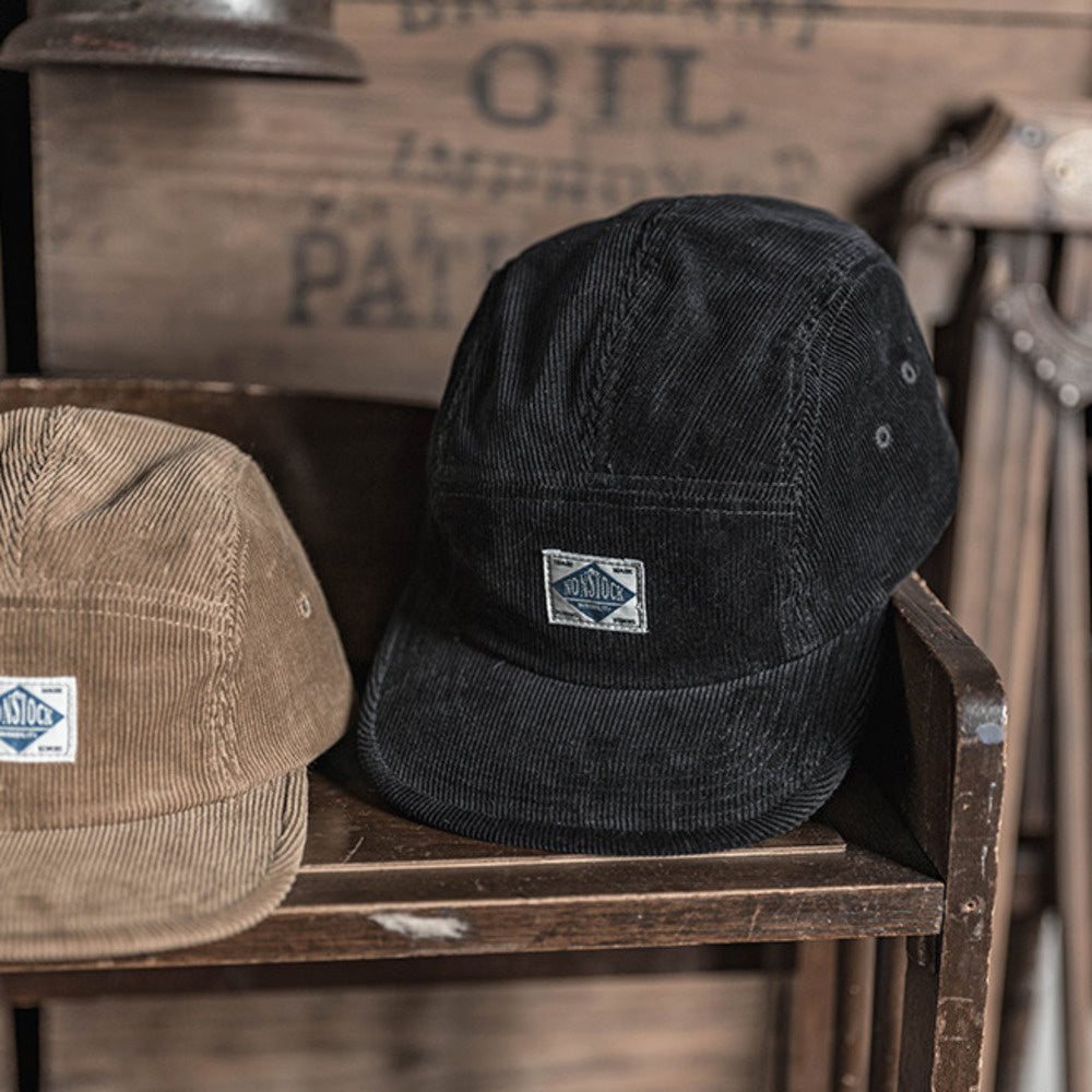 燈芯絨拼接五片帽 圓頂棒球帽短檐休閑棒球帽日潮