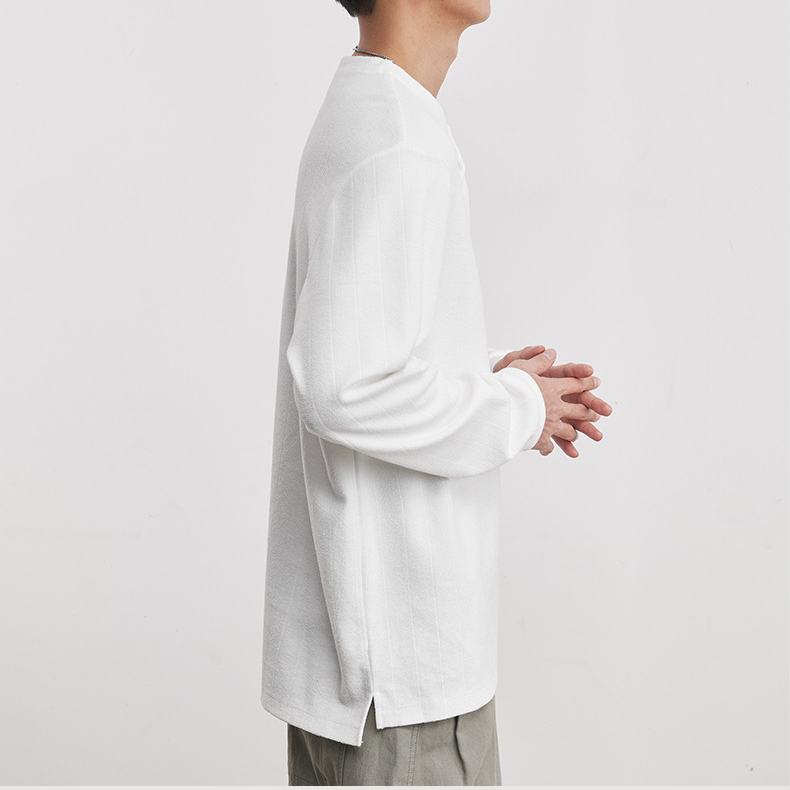 時尚極簡260g亨利領衛衣男春秋季2026新款長袖T恤打底衫上衣