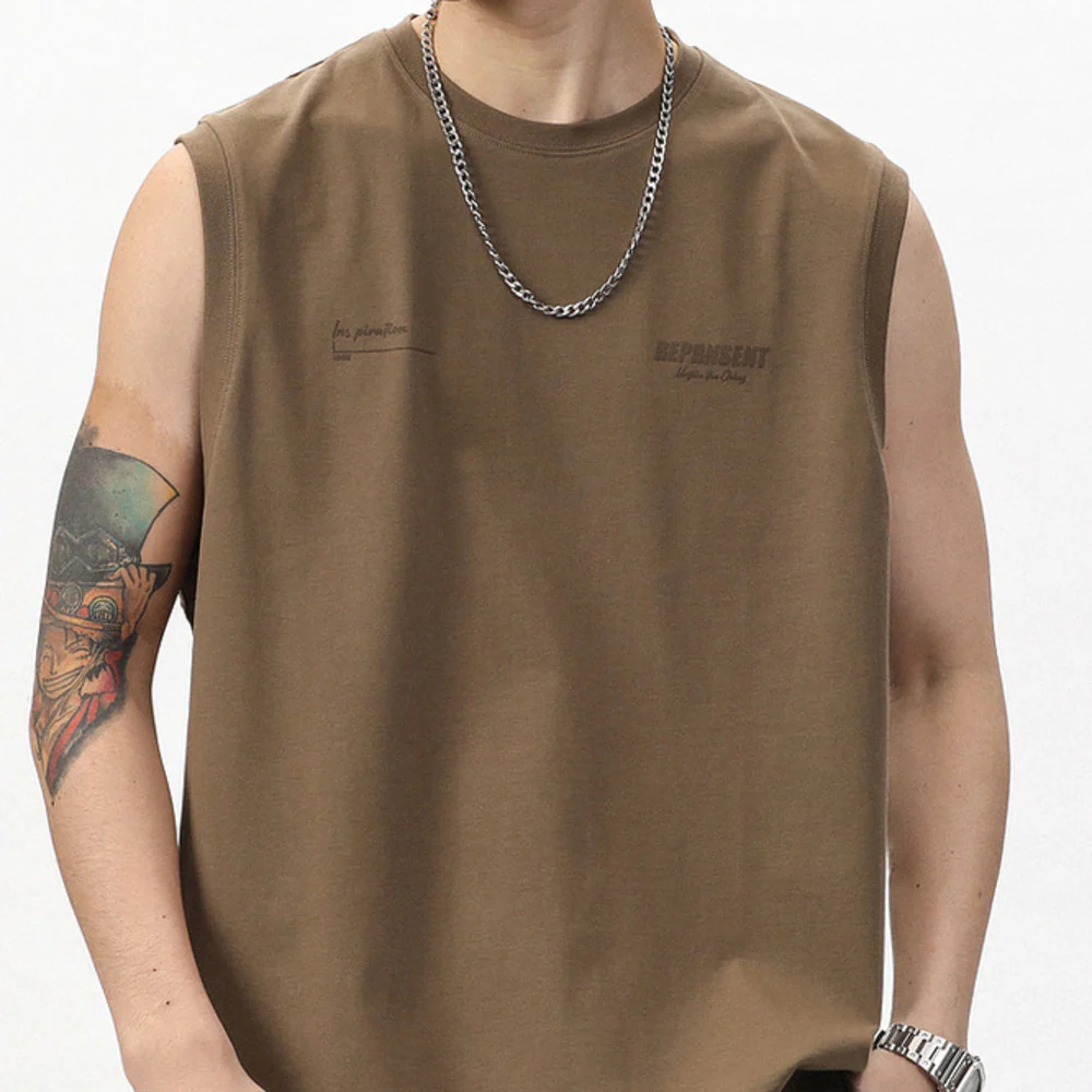 汗背心男款夏季健身痞帥新款無袖t恤圓領純棉潮