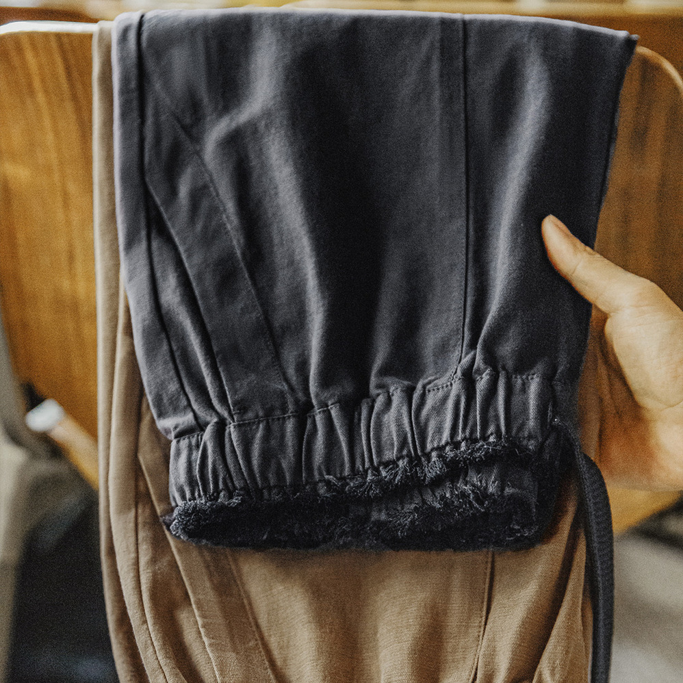 美式復古萊賽爾天絲貝克褲休閒束腳直筒藏青色長褲子男秋