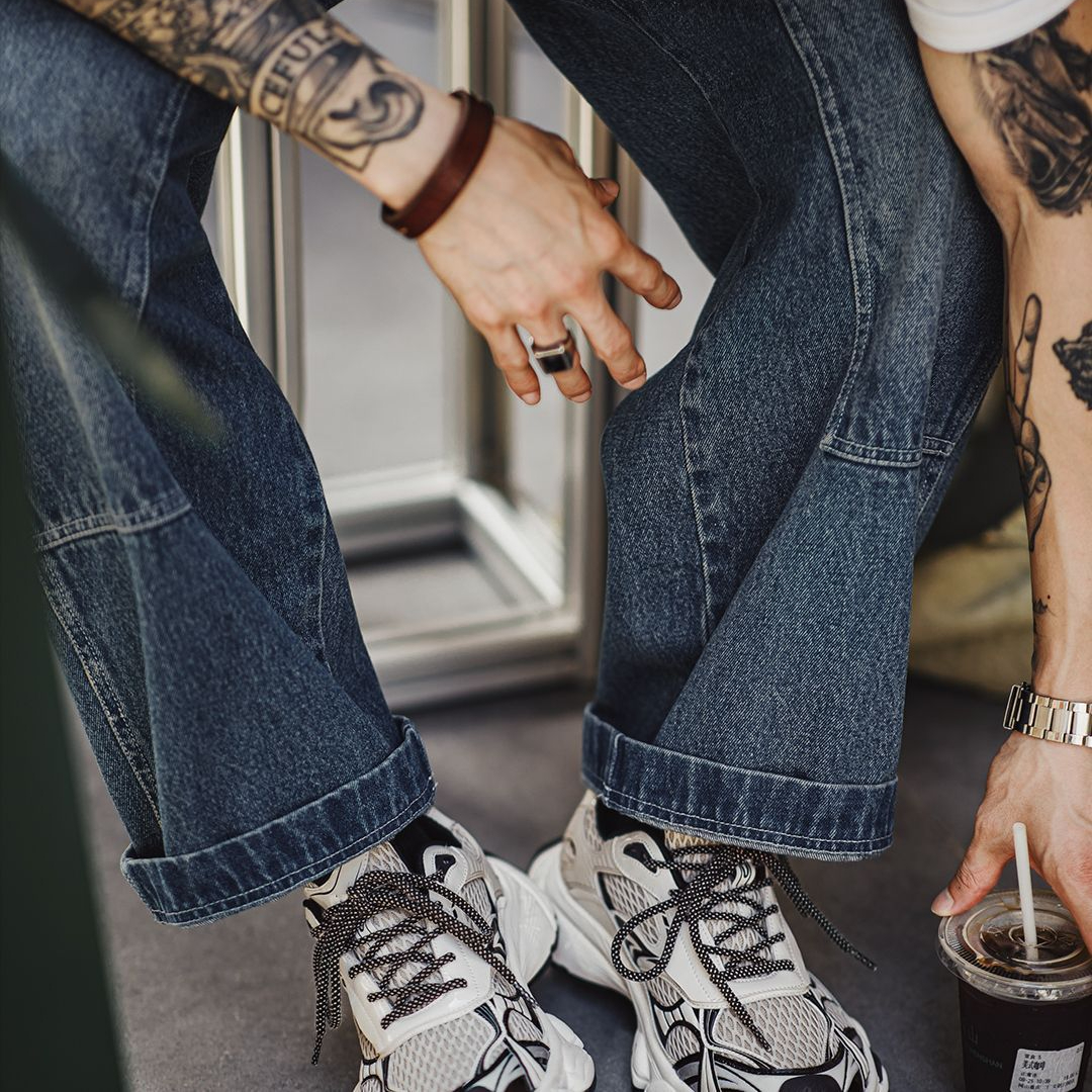 曼哈頓老爹鞋男秋季新款厚底網面增高白色軟底運動休閒鞋