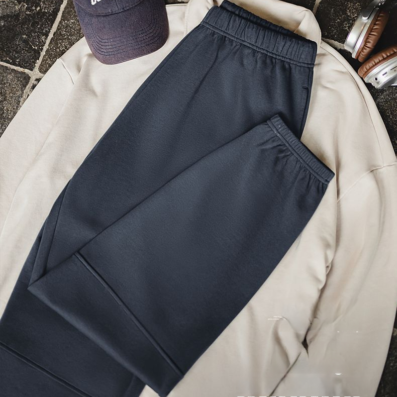 美式休閒立體剪裁衛褲垂墜百搭寬鬆直筒束腳運動長褲男春