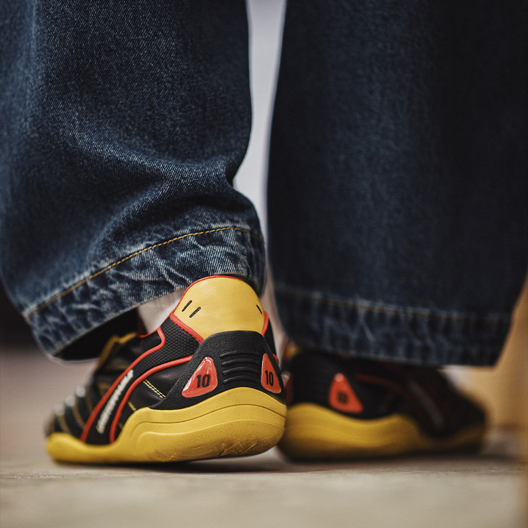 復古足球德訓鞋男春季新款翻蓋皮面黑黃色鞋子平底運動休閒鞋