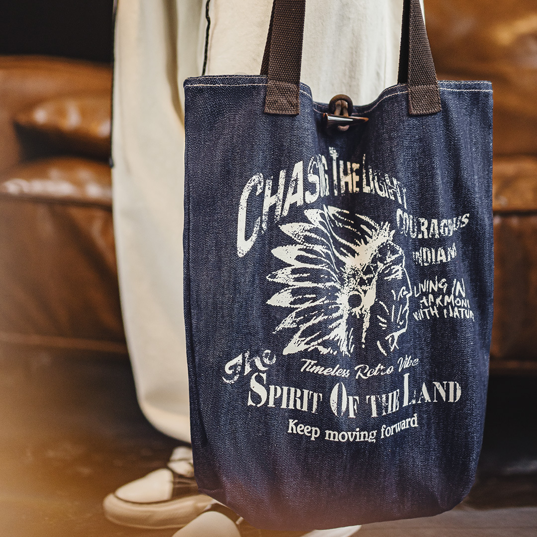 美式復古牛仔大容量托特包丹寧通勤單肩包做舊手提包包男