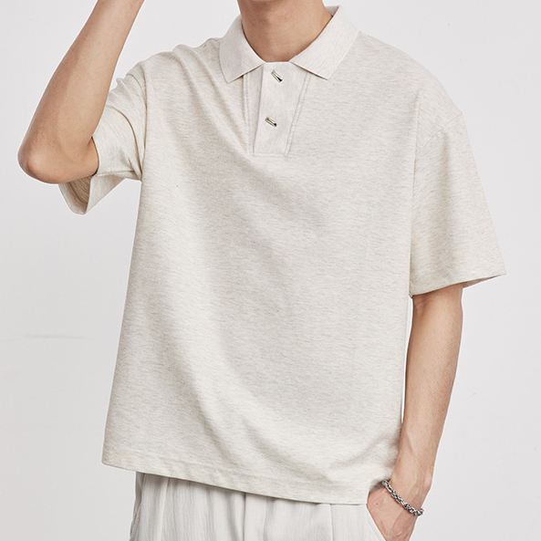 重磅220g華夫格POLO衫男夏季寬鬆翻領透氣親膚純色基礎款短袖
