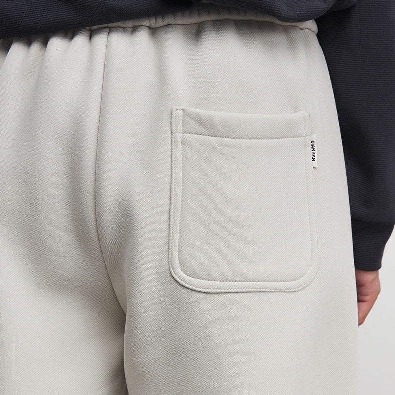 褶廓男士側縫壓褶直筒衛褲秋冬季加絨寬鬆垂感闊腿運動褲