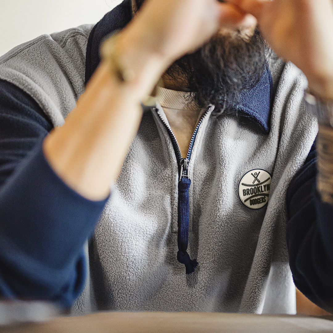 美式搖粒絨半開襟衛衣學院風polo領撞色套頭保暖外套男秋