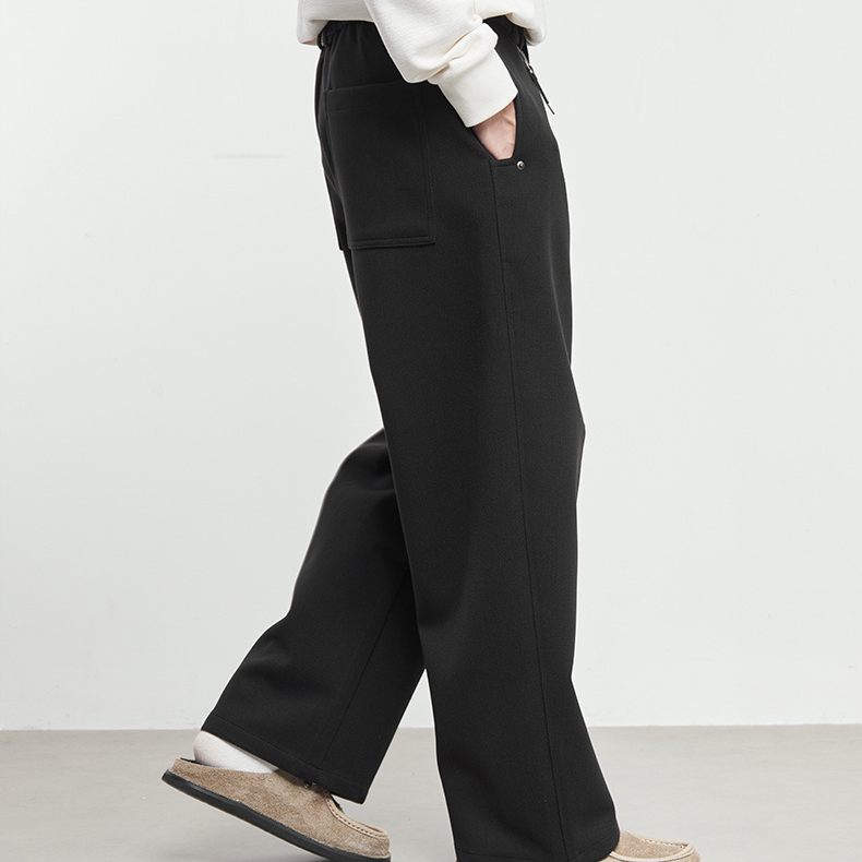 逸行430克重磅寬鬆保暖加厚休閒褲男秋冬季垂感純色長褲