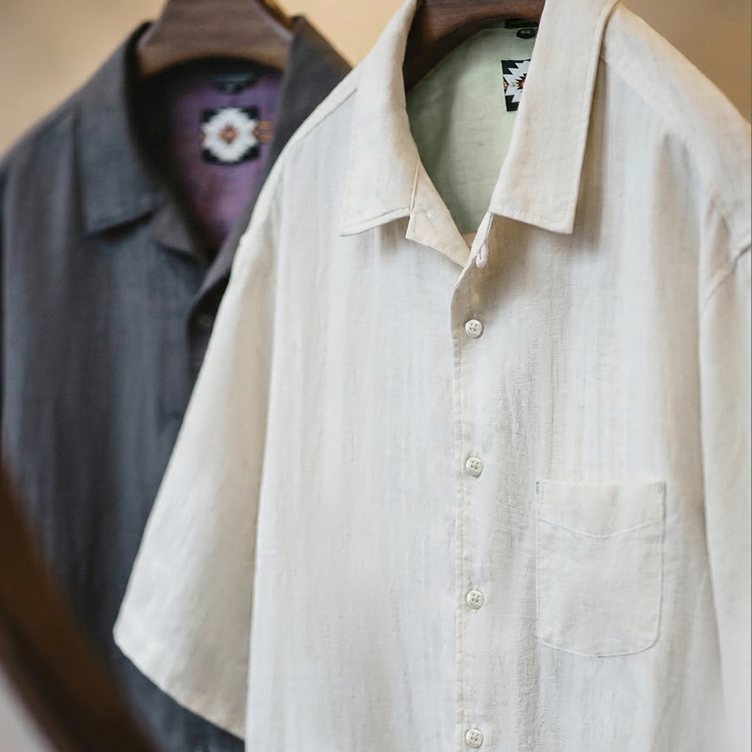 萊賽爾短袖襯衫天絲古巴領鬆弛感襯衣美式老錢風外套男夏