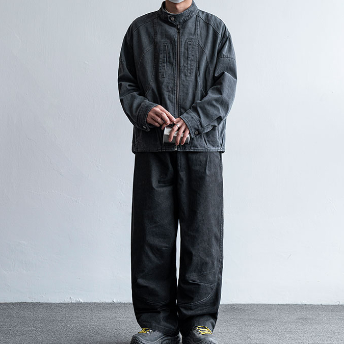 美式復古水洗純棉立領哈靈頓夾克男士2026春秋季新款大口袋工裝外套