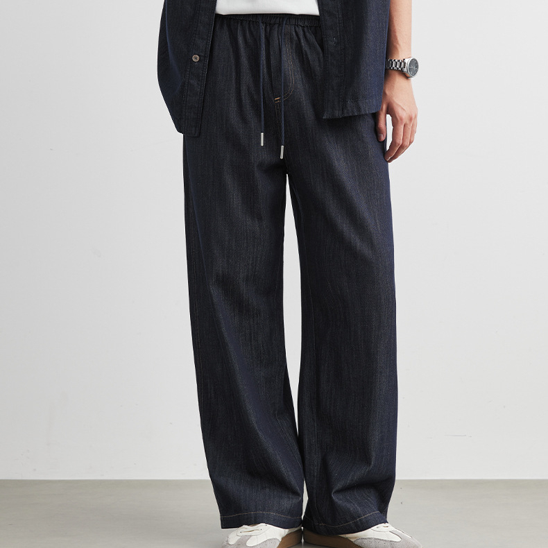 萊塞爾天絲牛仔長褲直筒男士新款春秋季寬鬆休閒長褲潮