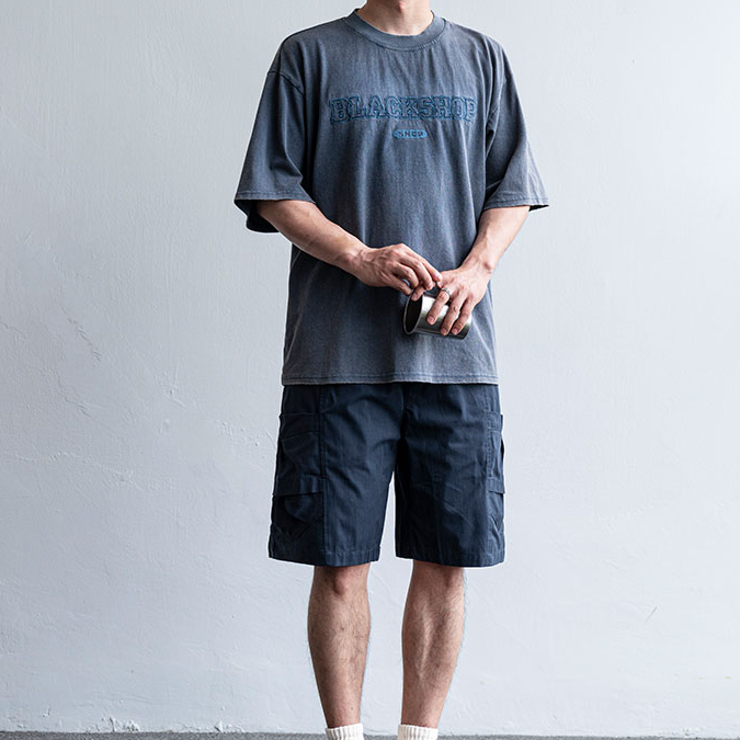 美式街頭潮牌字母刺繡做舊短袖T恤男夏季百搭寬鬆純棉半袖上衣tee