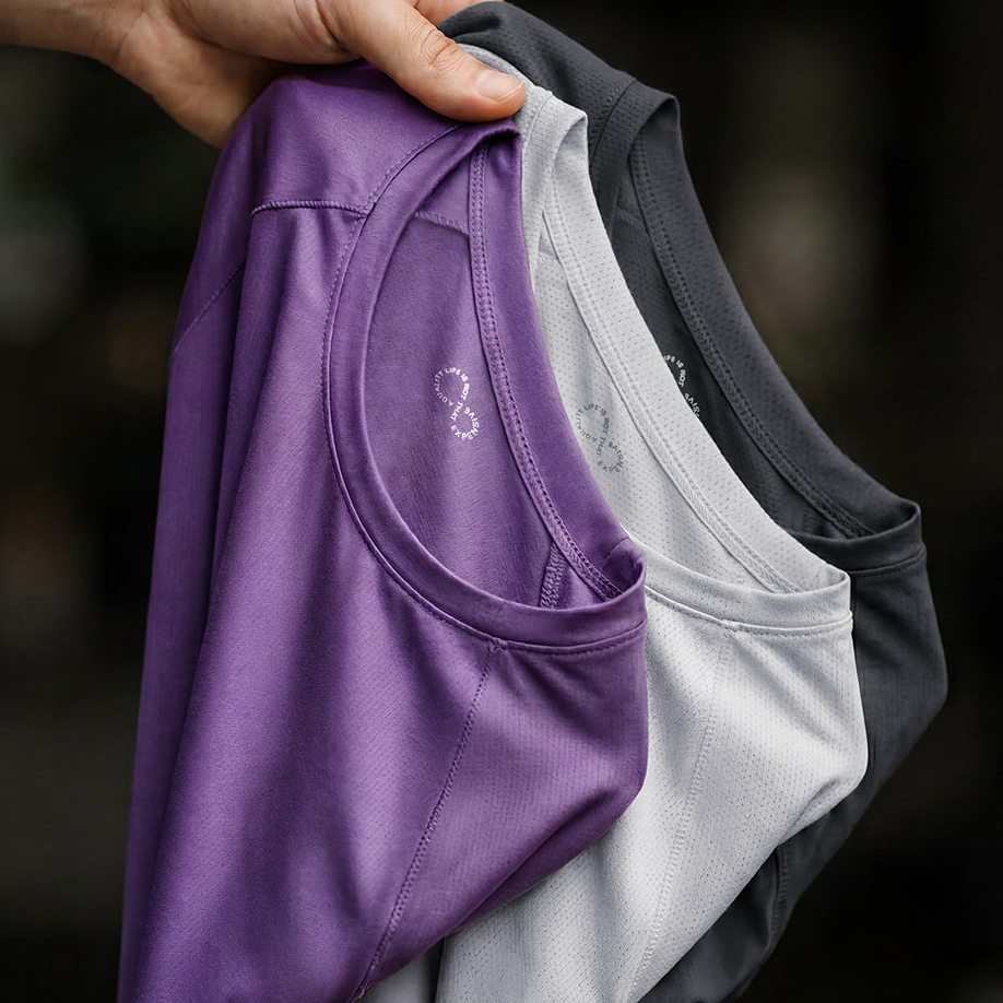 美式插肩袖速幹運動T恤防曬純色長袖涼感抗菌打底衫男春