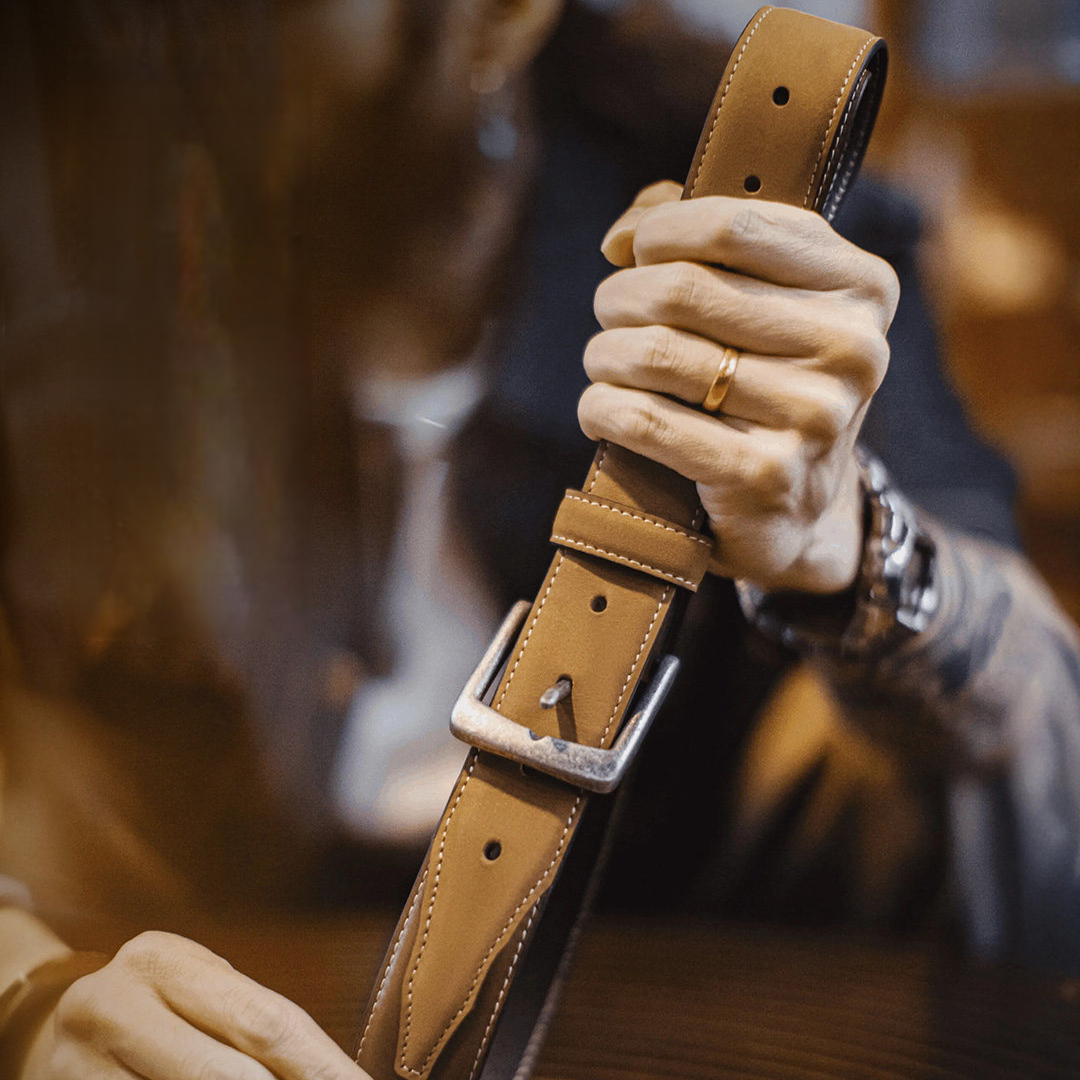 美式復古酋長皮帶頭層牛皮腰帶單針釦頭真皮褲腰帶男款