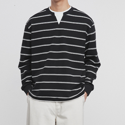 320g重磅假兩件條紋衛衣男士春秋季2025新款寬鬆長袖上衣