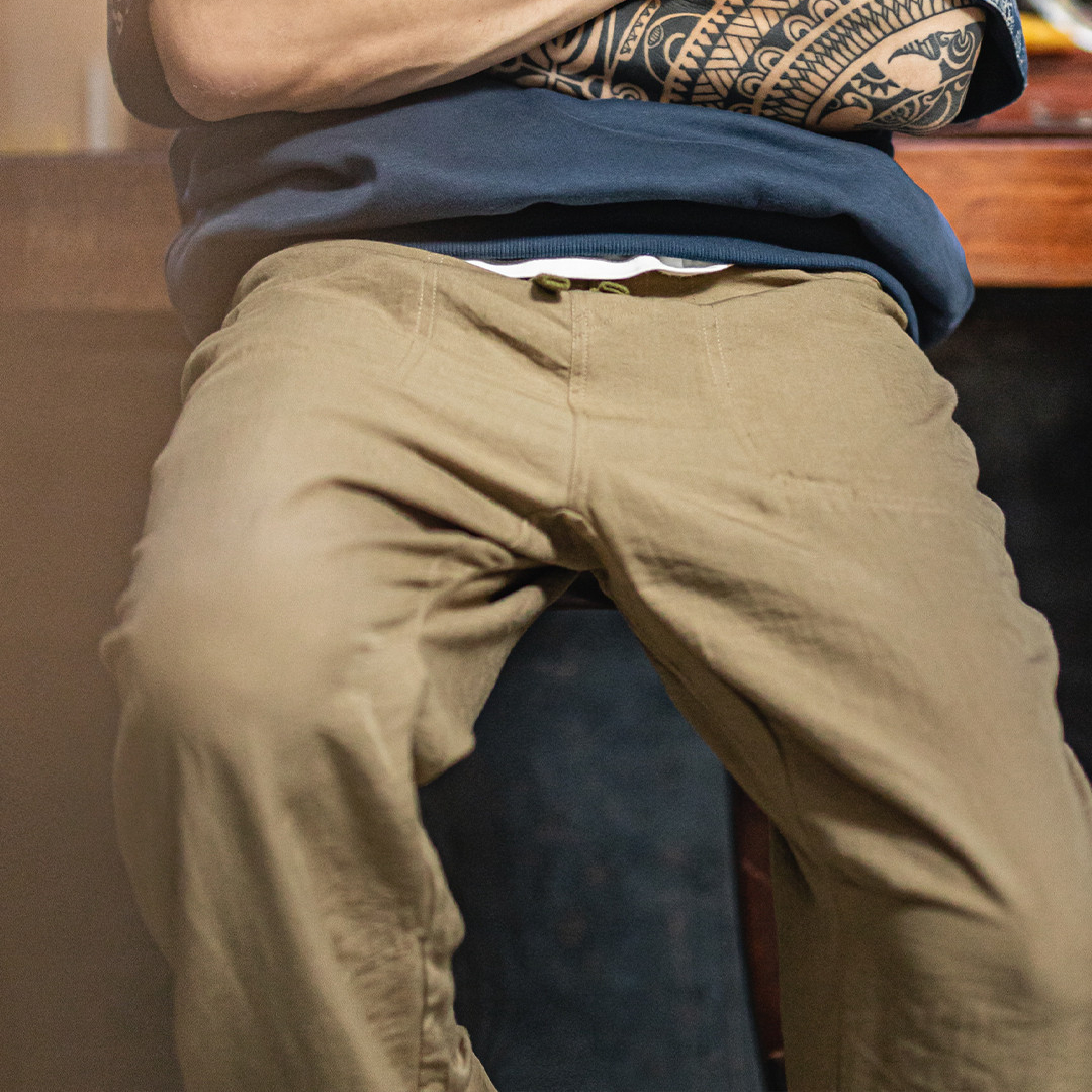 卡其色貝克褲老錢風薄款垂感萊賽爾天絲亞麻長褲子男夏秋