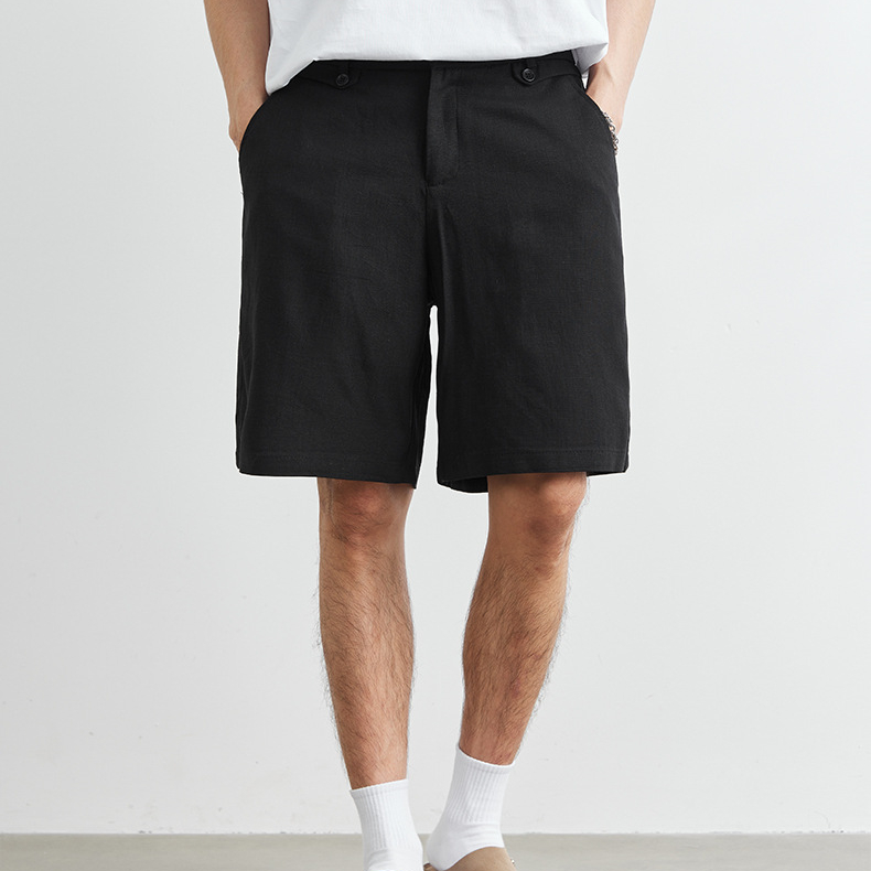 萊賽爾天絲休閒短褲男士夏季2025新款寬鬆舒適亞麻褲子潮