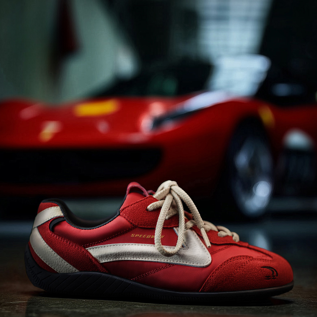 德訓紅色賽車鞋2025新款男女款復古薄底運動休閒鞋平底板鞋子