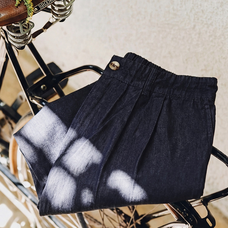 冰皮牛仔褲垂墜感輕薄透氣萊賽爾長褲闊腿鬆緊休閒褲春夏