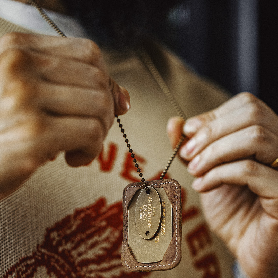 美式復古M41黃銅字母軍牌吊墜項鍊做舊兵男掛件痞帥