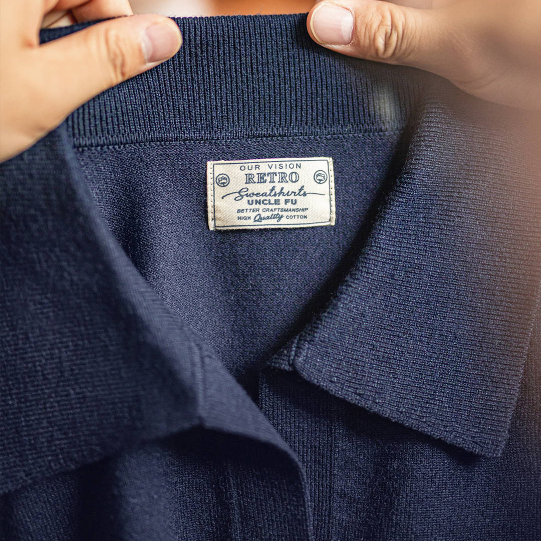 美式休閒海鷗polo領衛衣老錢風灰色針織長袖polo衫男秋季