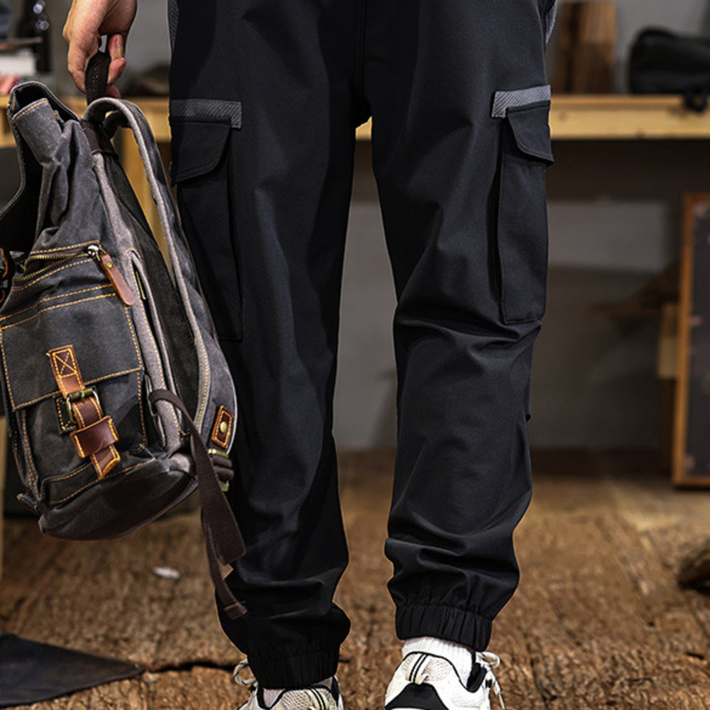 高端美式潮牌戶外沖鋒痞帥工裝褲男秋冬新款寬松束腳休閑褲子