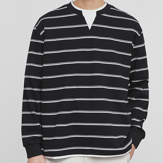 320g重磅假兩件條紋衛衣男士春秋季2025新款寬鬆長袖上衣