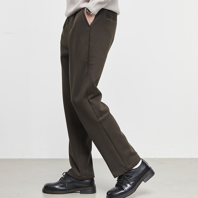 弛思加厚毛呢休閒褲男秋冬季2025新款保暖垂墜感直筒褲子